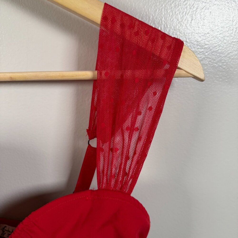 Intimately Free People Double Take Bodysuit Size Medium Red Plunge Sexy - Picture 7 of 13